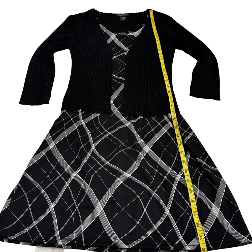 GAS.CO Black & White Abstract Dress with Black Sweater Shrug Set Size M NEW - Picture 10 of 15